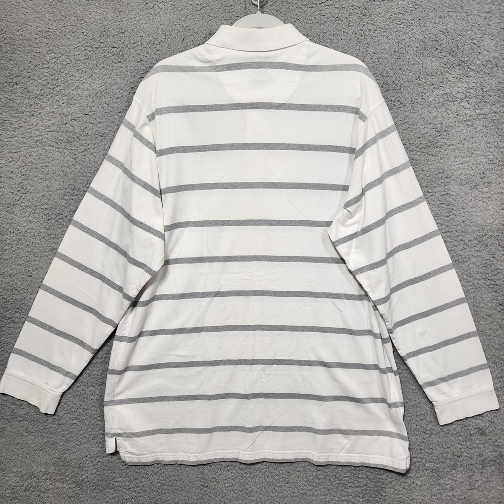 The‎ Regal Rugby Shirt Mens XLT Tall White Gray Striped Collared Long Sleeve - Picture 2 of 8
